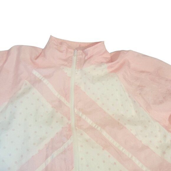 Vintage Lindsey Blake Sport Pink Polka Dot Windbreaker Track Jacket M 80s 90s Ny - Picture 14 of 14